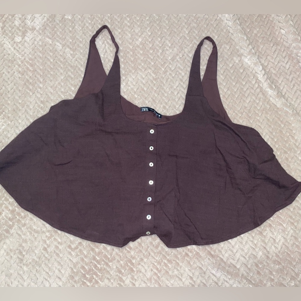 Zara Flowy Brown Crop Top